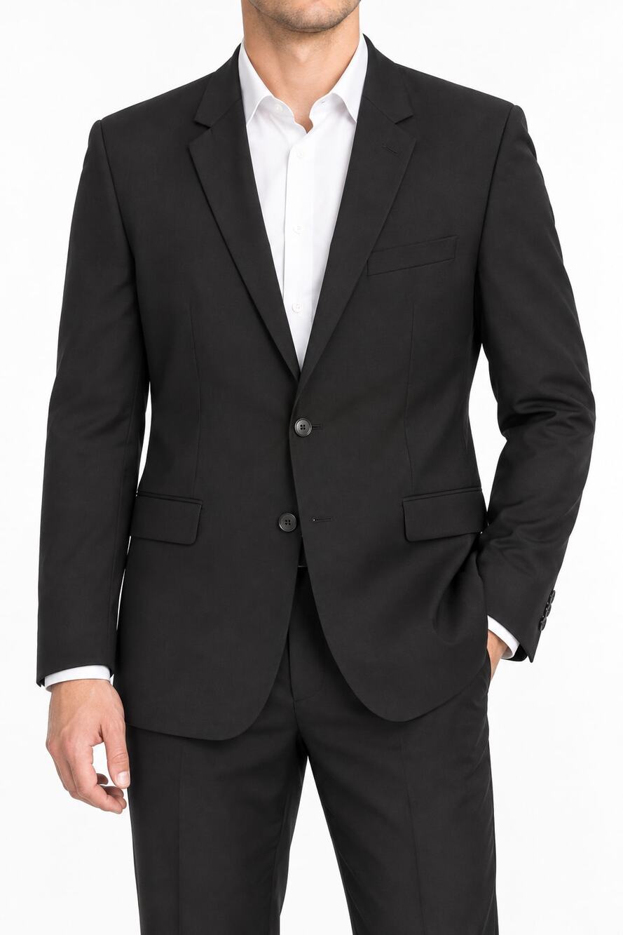 BOSS Hugo Boss Men's Black Super 100 Wool Suit Jacket 44L Style Johnstons1 Lenon